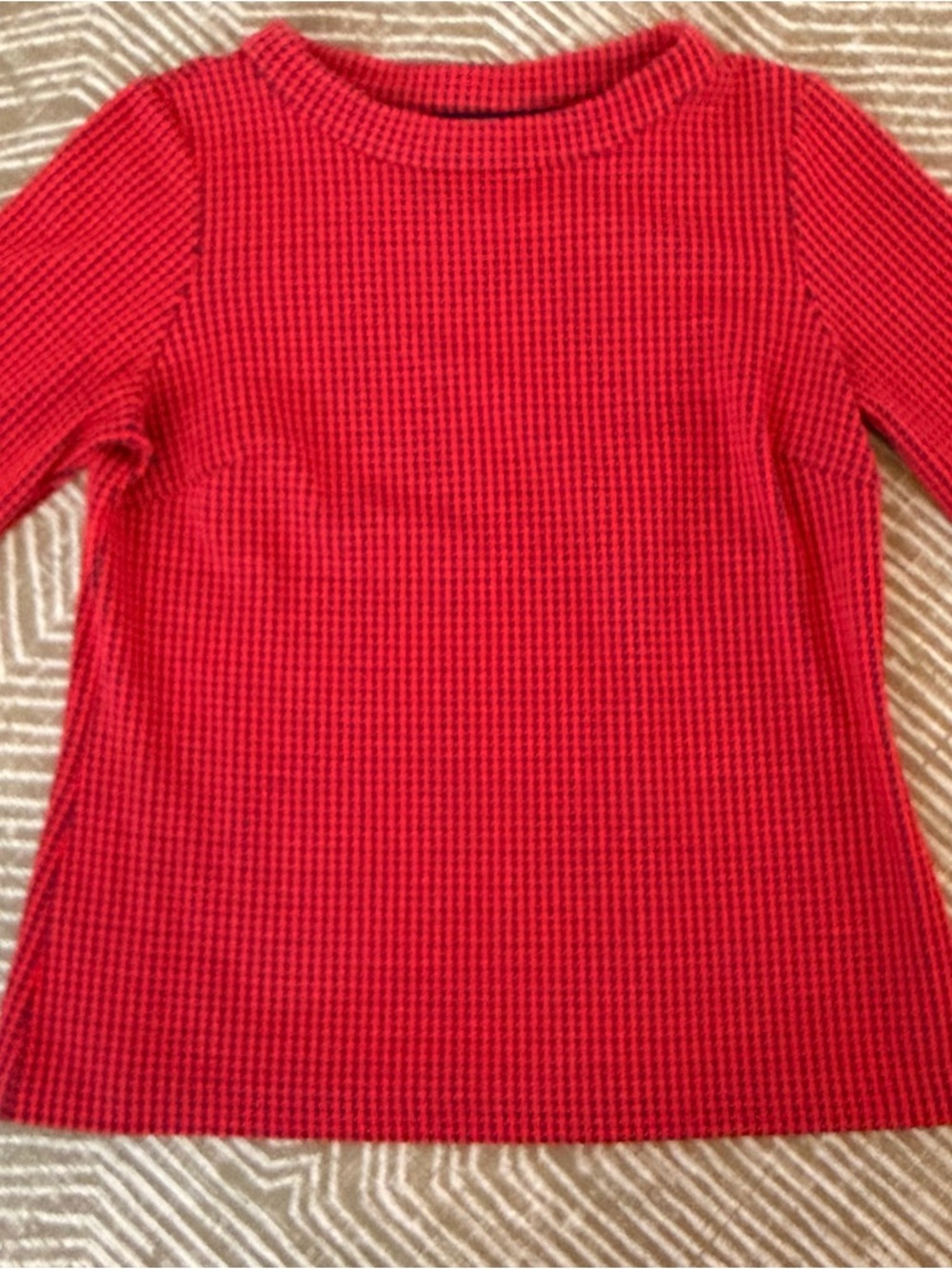 Boden Red & Navy Houndstooth Long Sleeve Top Size US 10